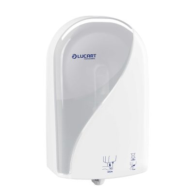 Distributeur identity toilet blanc a découpe automatique - LUCART - Papier toilette et distributeur