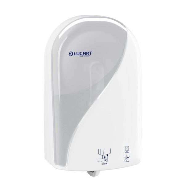 Distributeur identity toilet blanc a découpe automatique - LUCART - Papier toilette et distributeur