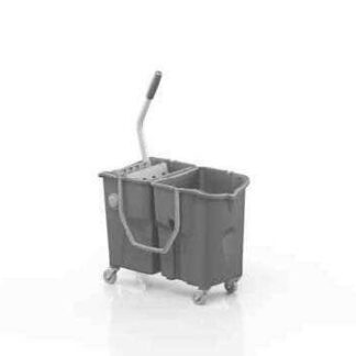 Seau de lavage clevy bi bac 2*15 litres sur roulettes avec presse a plat integré + vidange - ICA - Chariots de lavage