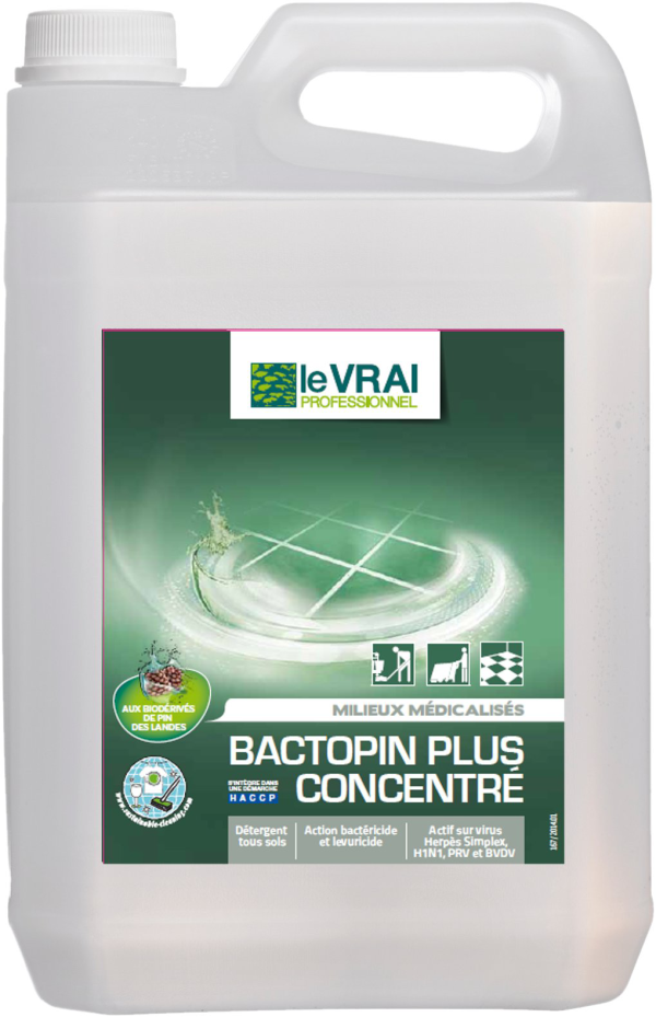 Le vrai detergent desinfectant ddo concentre bactopin s - 5 l - LE VRAI PROFESSIONNEL - Entretien des sols