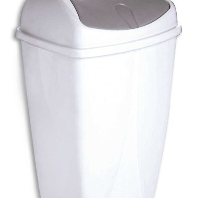 Poubelle basculante swing 25 litres blanche et grise - TAMPEL - Poubelles bureaux