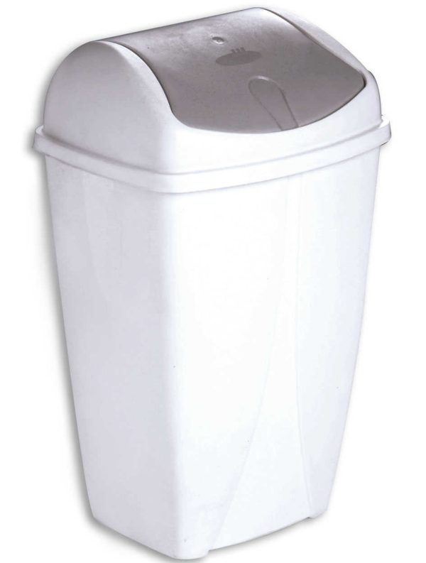 Poubelle basculante swing 25 litres blanche et grise - TAMPEL - Poubelles bureaux