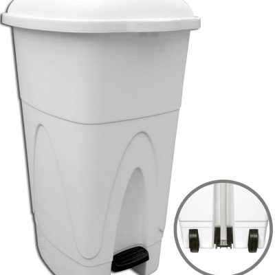 Poubelle a pedale 110l blanche gamme alimentaire - TAMPEL - Poubelle à pédale