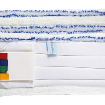 Frange microfibre soft liseré bleu poche/languette universelle 40cm - TAMPEL - Le lavage