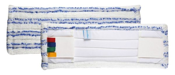 Frange microfibre soft liseré bleu poche/languette universelle 40cm - TAMPEL - Le lavage