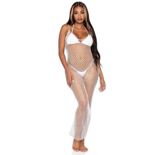 LEG AVENUE - ROBE MAXI EN FILET TORSADÉ TAILLE UNIQUE BLANC - – Image 2