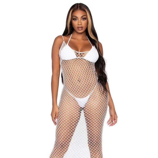 LEG AVENUE - ROBE MAXI EN FILET TORSADÉ TAILLE UNIQUE BLANC -