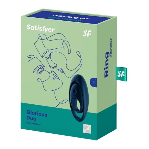 SATISFYER - VIBRATEUR  ANNEAU GLORIOUS DUO BLEU - – Image 3