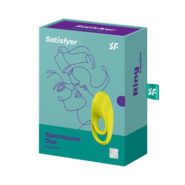 SATISFYER - VIBRATEUR  ANNEAU SPECTACULAIRE DUO JAUNE - – Image 3