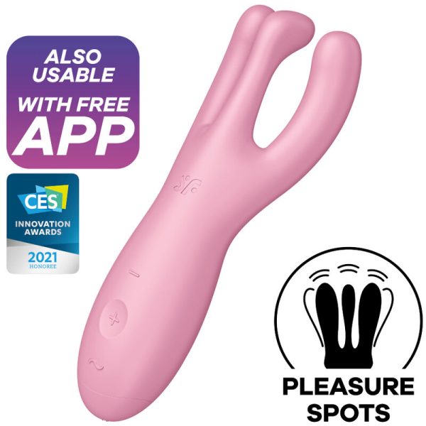 SATISFYER - APPLICATION VIBRATEUR THREESOME 4 ROSE -