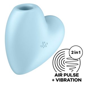 SATISFYER - STIMULATEUR ET VIBRATEUR CUTIE HEART AIR PULSE BLEU -