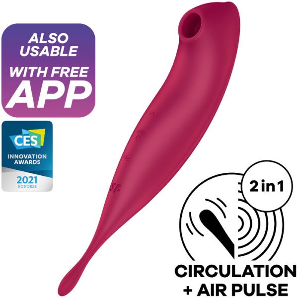 SATISFYER - APPLICATION DE STIMULATEUR ET VIBRATEUR TWIRLING PRO+ ROUGE -
