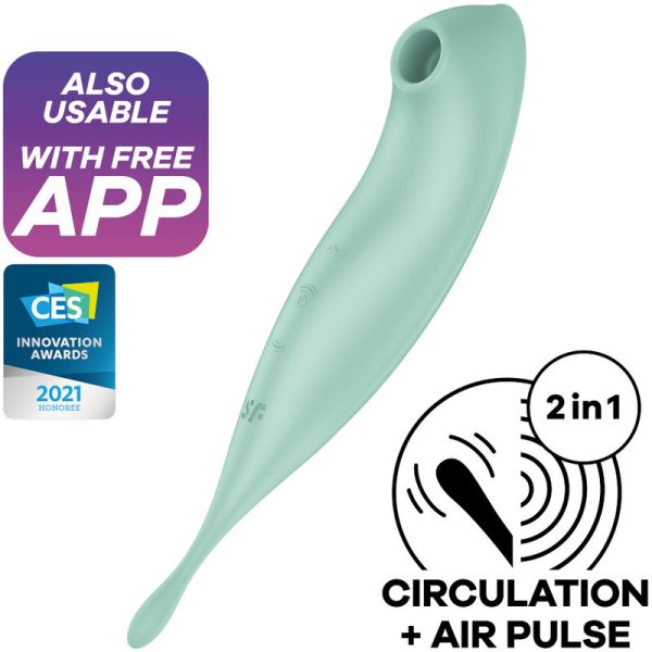 SATISFYER - APPLICATION DE STIMULATEUR ET VIBRATEUR TWIRLING PRO+ VERT -