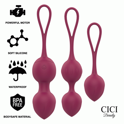 CICI BEAUTY - PREMIUM SILICONE 3 PERLES DE KEGEL VIBRANTES TÉLÉCOMMANDE -