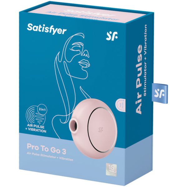 SATISFYER - STIMULATEUR ET VIBRATEUR DOUBLE AIR PULSE PRO TO GO 3 ROSE - – Image 5