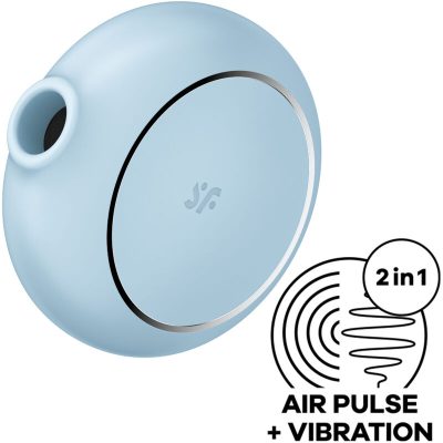 SATISFYER - STIMULATEUR ET VIBRATEUR DOUBLE AIR PULSE PRO TO GO 3 BLEU -