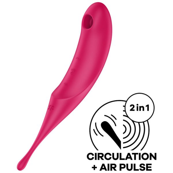SATISFYER - STIMULATEUR ET VIBRATEUR TWIRLING PRO AIR PULSE ROUGE -
