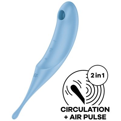 SATISFYER - STIMULATEUR ET VIBRATEUR TWIRLING PRO AIR PULSE BLEU -