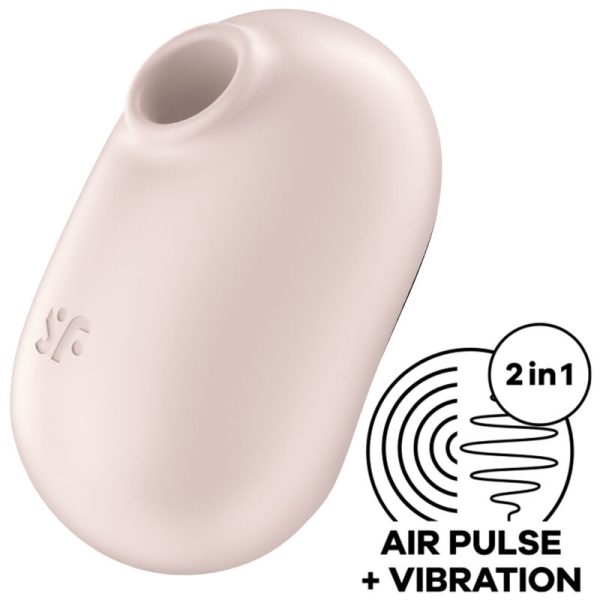 SATISFYER - STIMULATEUR ET VIBRATEUR DOUBLE AIR PULSE PRO TO GO 2 BEIGE -