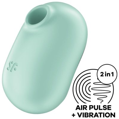SATISFYER - STIMULATEUR ET VIBRATEUR DOUBLE AIR PULSE PRO TO GO 2 VERT -