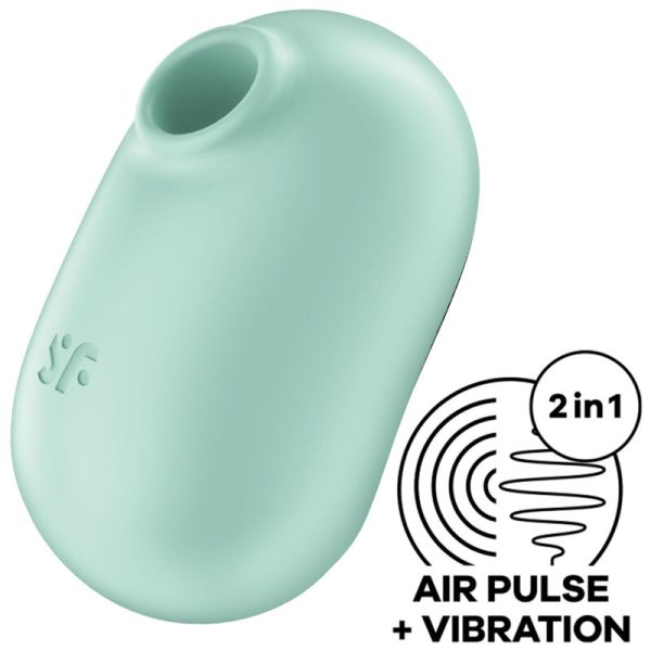 SATISFYER - STIMULATEUR ET VIBRATEUR DOUBLE AIR PULSE PRO TO GO 2 VERT -
