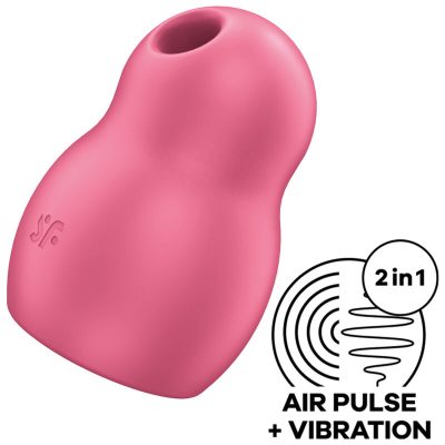 SATISFYER - STIMULATEUR ET VIBRATEUR DOUBLE AIR PULSE PRO TO GO 1 ROUGE -