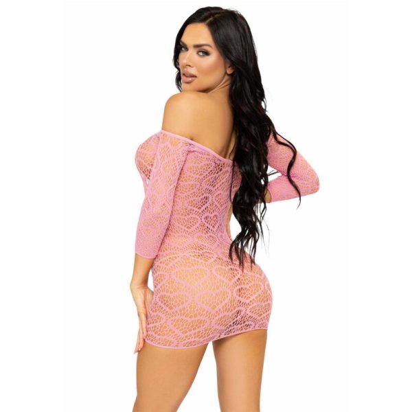 LEG AVENUE - MINI ROBE EN FILET COEUR TAILLE UNIQUE - ROSE - – Image 2