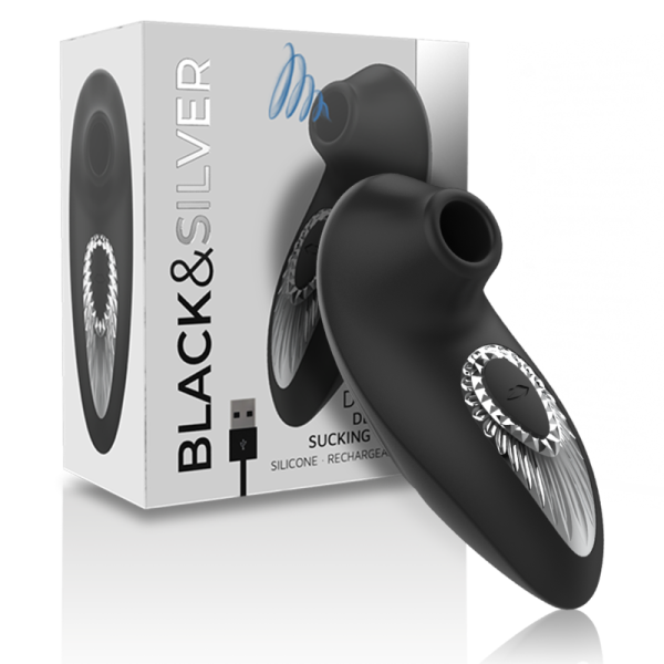 BLACK&SILVER - DRAKE DELUXE SUCKING VIBE RECHARGEABLE SILICONE NOIR - – Image 5