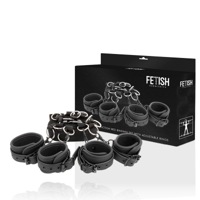 FETISH SUBMISSIVE - ENSEMBLE DE LIENS DE LIT DE LUXE AVEC DOUBLURE EN NOPRÈNE -