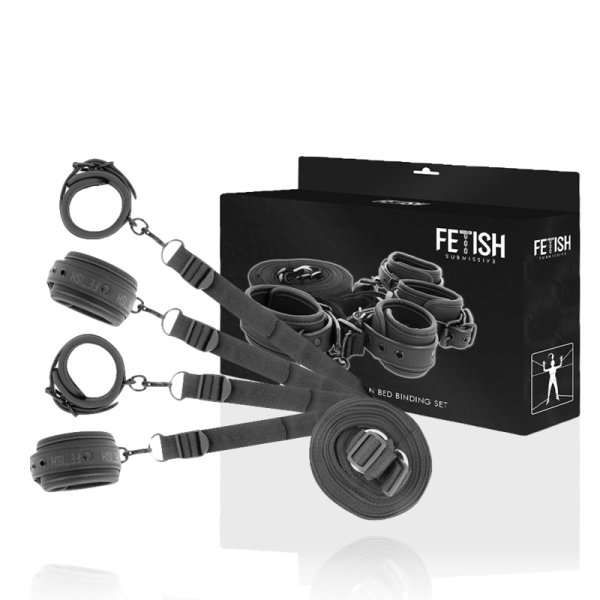 FETISH SUBMISSIVE - ENSEMBLE DE MENOTTES ET LIENS AVEC DOUBLURE EN NOPRÈNE -