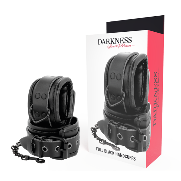 DARKNESS - MENOTTES RÉGLABLES EN CUIR NOIR -