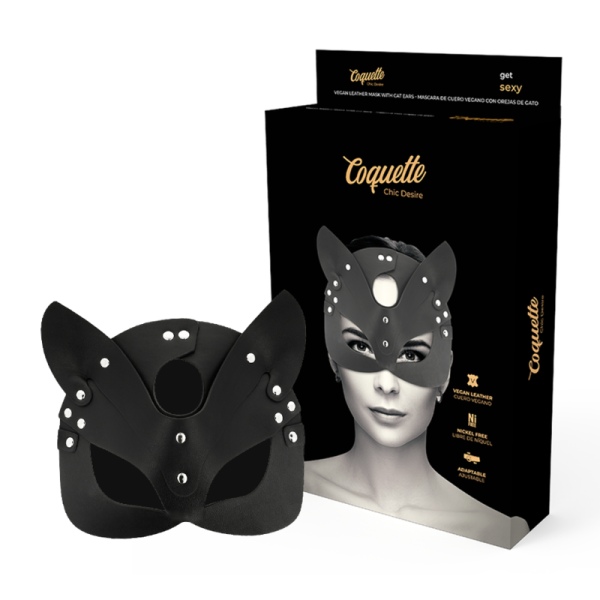 COQUETTE CHIC DESIRE - MASQUE EN CUIR VEGAN AVEC OREILLES DE CHAT -