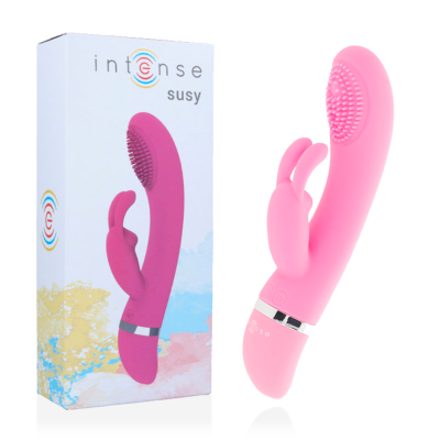 INTENSE - VIBRATEUR OSCILLANT SUSY SILICONE LAPIN ROSE -