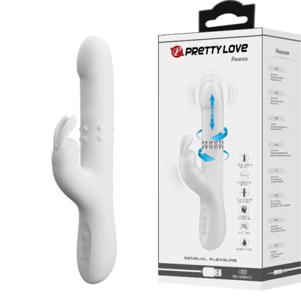 PRETTY LOVE - VIBRATEUR REESE AVEC ROTATION ARGENTÉE -