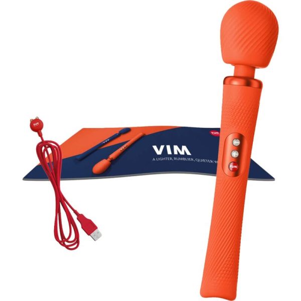FUN FACTORY - VIM SILICONE RECHARGEABLE VIBRANT LESTÉ RUMBLE WAND SUNRISE ORANGE - – Image 5