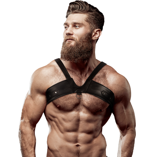 FETISH SUBMISSIVE ATTITUDE - HARNAIS POITRINE EN CUIR ÉCOLOGIQUE BRIGADE POUR HOMMES -