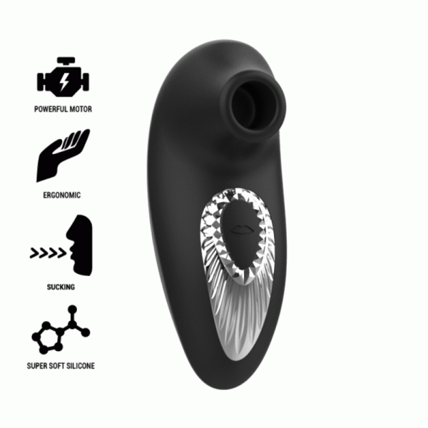 BLACK&SILVER - DRAKE DELUXE SUCKING VIBE RECHARGEABLE SILICONE NOIR -