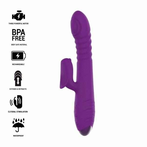 INTENSE - VIBRATEUR RECHARGEABLE MULTIFONCTION IGGY UP & DOWN AVEC STIMULATEUR CLITORAL VIOLET -