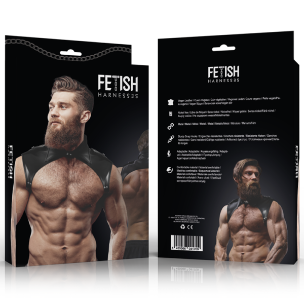 FETISH SUBMISSIVE ATTITUDE - HARNAIS DE COU AJUSTABLE EN CUIR ÉCOLOGIQUE BRIGADE POUR HOMMES - – Image 4