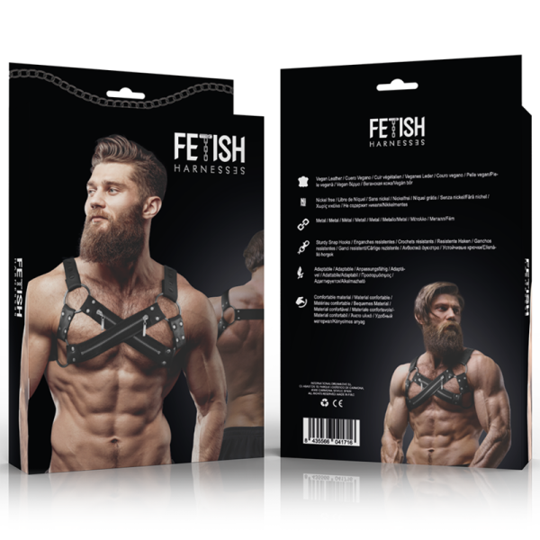 FETISH SUBMISSIVE ATTITUDE - HARNAIS POITRINE CROISÉ EN NÉOPRÈNE AJUSTABLE AVEC FERMETURE ÉCLAIR POUR HOMMES - – Image 4