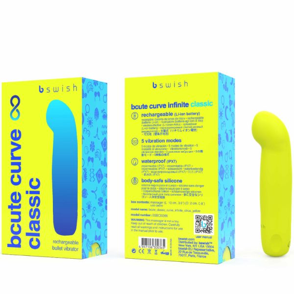 B SWISH - VIBRATEUR EN SILICONE RECHARGEABLE BCUTE CURVE INFINITE CLASSIC JAUNE - – Image 3