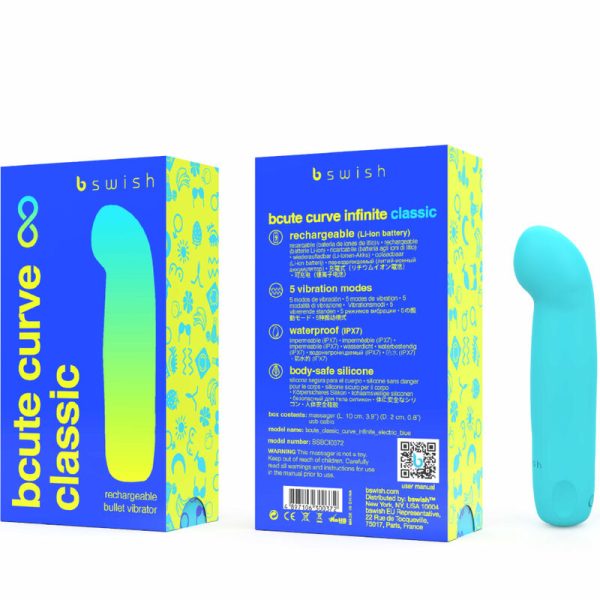 B SWISH - VIBRATEUR RECHARGEABLE BCUTE CURVE INFINITE CLASSIQUE BLEU SILICONE - – Image 3