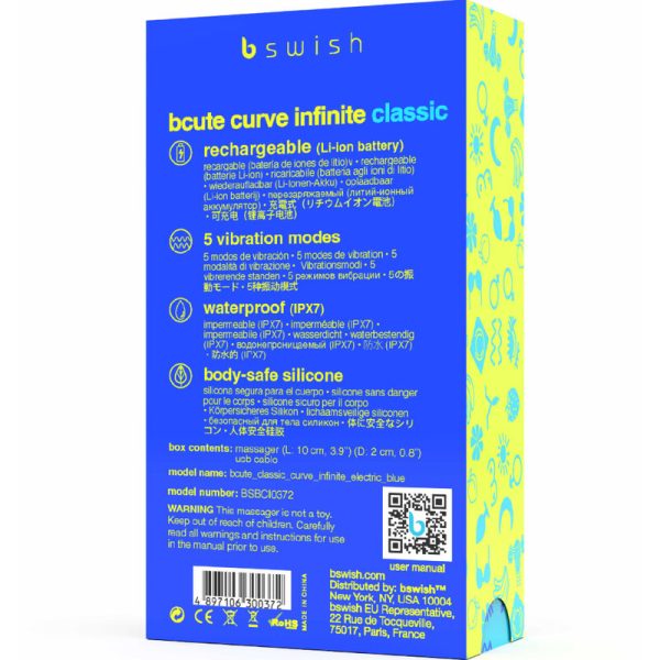 B SWISH - VIBRATEUR RECHARGEABLE BCUTE CURVE INFINITE CLASSIQUE BLEU SILICONE - – Image 5