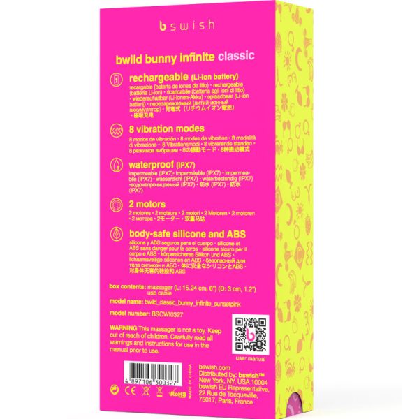 B SWISH - VIBRATEUR RECHARGEABLE CLASSIQUE BWILD BUNNY INFINITE SILICONE ROSE - – Image 5