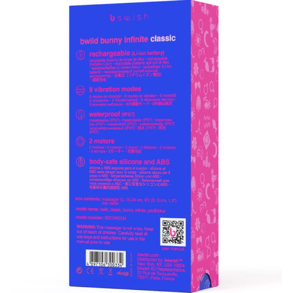 B SWISH - VIBRATEUR RECHARGEABLE CLASSIQUE BWILD BUNNY INFINITE SILICONE BLEU - – Image 5