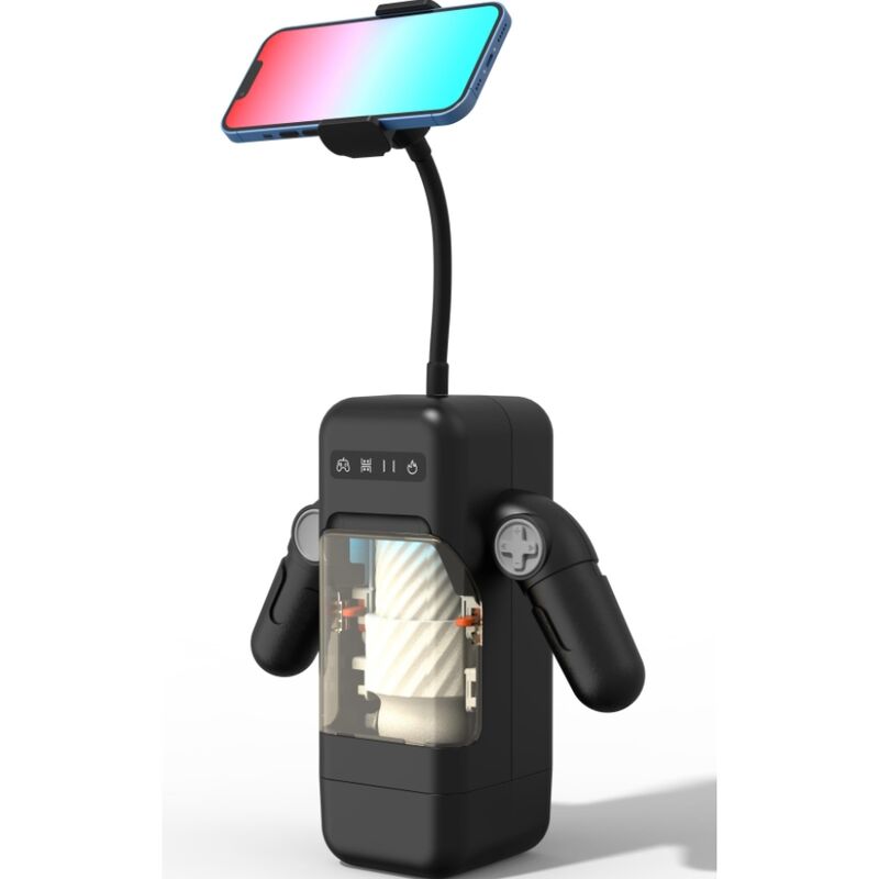 GAME CUP - MASTURBATEUR À VIBRATION DE POUSSÉE AVEC FONCTION CHAUFFANTE ET SUPPORT MOBILE - NOIR - – Image 3