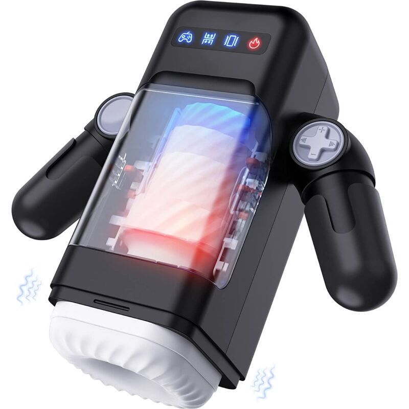 GAME CUP - MASTURBATEUR À VIBRATION DE POUSSÉE AVEC FONCTION CHAUFFANTE ET SUPPORT MOBILE - NOIR - – Image 2