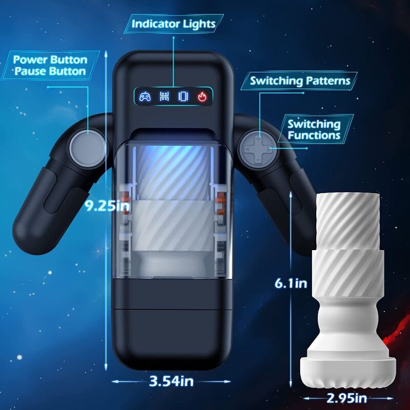 GAME CUP - MASTURBATEUR À VIBRATION DE POUSSÉE AVEC FONCTION CHAUFFANTE ET SUPPORT MOBILE - NOIR - – Image 6