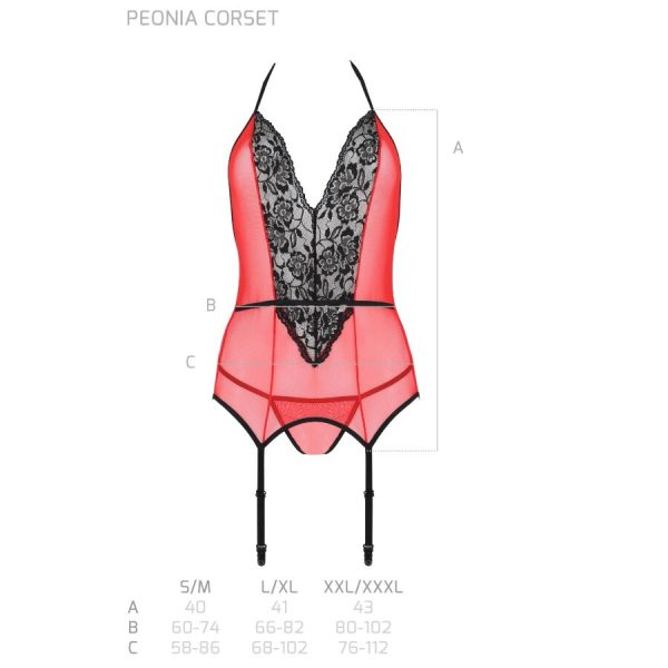 PASSION - PEONIA CORSET LIGNE ÉROTIQUE ROUGE S/M - – Image 6