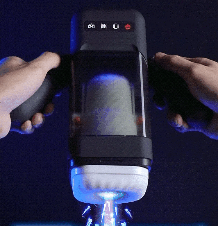 GAME CUP - MASTURBATEUR À VIBRATION DE POUSSÉE AVEC FONCTION CHAUFFANTE ET SUPPORT MOBILE - NOIR -